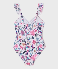 maillot de bain 1 piece fleuri a bretelles volantees fille blanc standardG550501_3