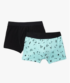GEMO Boxer en coton stretch 1 uni1 imprimé garçon (lot de 2) Noir