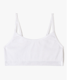 GEMO Brassière en maille côtelée à fines bretelles fille blanc standard