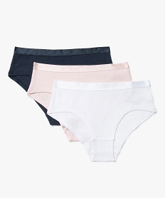 GEMO Shorties unis avec ceinture satinée fille (lot de 3) Blanc