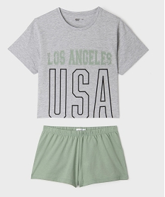 GEMO Pyjashort bicolore avec inscription USA fille gris standard