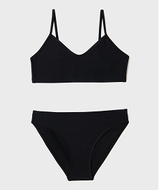 GEMO Maillot de bain 2 pièces aux reflets pailletés fille noir standard