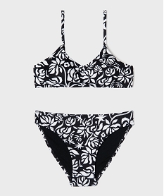 GEMO Maillot de bain 2 pièces à motifs fleuris fille noir standard