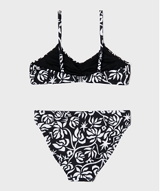maillot de bain 2 pieces a motifs fleuris fille noir standardG559501_4