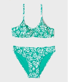 GEMO Maillot de bain 2 pièces à motifs fleuris fille vert standard