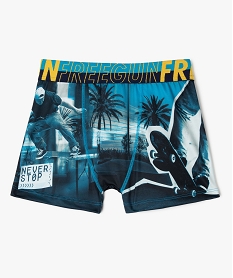 GEMO Boxer en microfibre à motifs skate garçon - Freegun Bleu