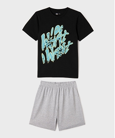 GEMO Pyjashort bicolore avec inscription graffiti garçon noir standard