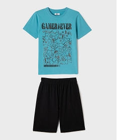 GEMO Pyjashort en coton imprimé jeu vidéo garçon bleu standard
