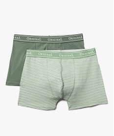 GEMO Boxers en coton stretch uni et rayé homme (lot de 2) vert standard