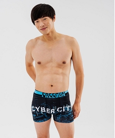 GEMO Boxer en microfibre à motif urbain homme bleu standard