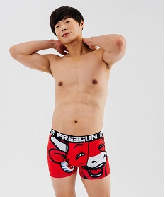 GEMO Boxer en microfibre à motif vache homme rouge standard