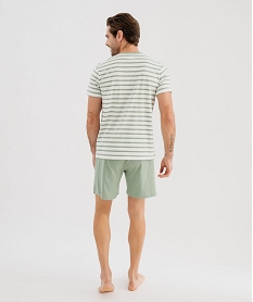 pyjashort en coton avec haut raye homme vert standardG568501_3