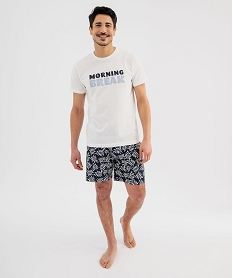 pyjashort bicolore en coton homme blancG569301_4