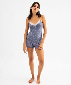 short de pyjama en maille fluide avec bas en dentelle femme violet bas de pyjamaG571301_4