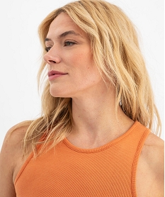 short de pyjama en voile de coton imprime femme orange standard bas de pyjamaG572101_2