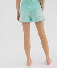 short de pyjama avec finitions froncees femme bleu chine bas de pyjamaG572201_3