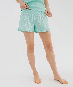 short de pyjama avec finitions froncees femme bleu chine bas de pyjamaG572201_4