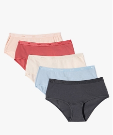 GEMO Boxers en coton stretch confort femme (lot de 5) - Les Pockets Dim Multicolore