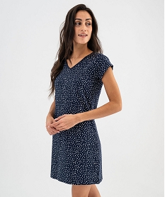 GEMO Chemise de nuit imprimée à manches courtes femme Bleu