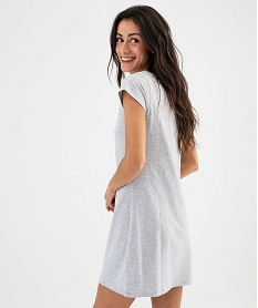 chemise de nuit imprimee a manches courtes femme gris standard nuisettes chemises de nuitG573301_3