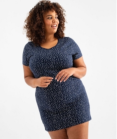 GEMO Chemise de nuit à manches courtes avec motifs femme grande taille Bleu