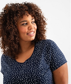 chemise de nuit a manches courtes avec motifs femme grande taille bleu nuisettes chemises de nuitG573501_2