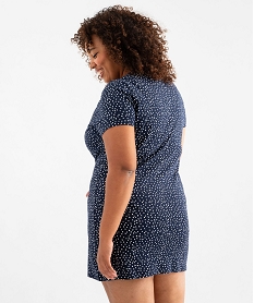 chemise de nuit a manches courtes avec motifs femme grande taille bleu nuisettes chemises de nuitG573501_3