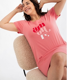 GEMO Chemise de nuit à manches courtes avec motifs femme grande taille orange standard
