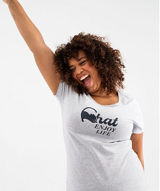 chemise de nuit a manches courtes avec motifs femme grande taille gris nuisettes chemises de nuitG573701_2