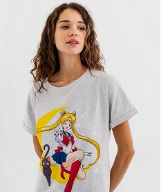 chemise de nuit a manches courtes imprimee femme - sailor moon gris standard nuisettes chemises de nuitG573801_2