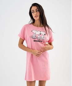 chemise de nuit tee-shirt avec motif snoopy femme - peanuts rose standard nuisettes chemises de nuitG574001_2