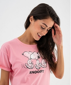 chemise de nuit tee-shirt avec motif snoopy femme - peanuts rose standard nuisettes chemises de nuitG574001_4