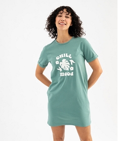 chemise de nuit en coton avec motif femme vert standard nuisettes chemises de nuitG574201_4