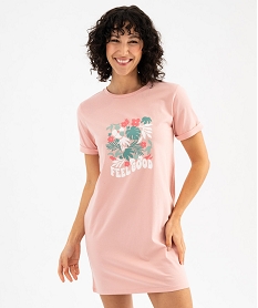 GEMO Chemise de nuit en coton avec motif femme rose standard