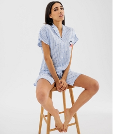 GEMO Chemise de nuit liquette à manches courtes femme - LuluCastagnette bleu standard
