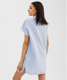 chemise de nuit liquette a manches courtes femme - lulucastagnette bleu standard nuisettes chemises de nuitG574401_3