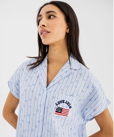chemise de nuit liquette a manches courtes femme - lulucastagnette bleu standard nuisettes chemises de nuitG574401_4