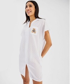 GEMO Chemise de nuit en voile de coton plumetis femme - LuluCastagnette Blanc