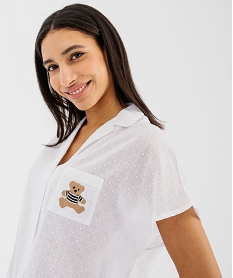 chemise de nuit en voile de coton plumetis femme - lulucastagnette blanc nuisettes chemises de nuitG574501_2