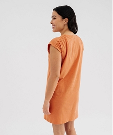 chemise de nuit manches courtes a col v lace femme orange standard nuisettes chemises de nuitG574601_3