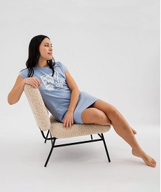 GEMO Chemise de nuit en jersey de coton avec motif femme bleu standard