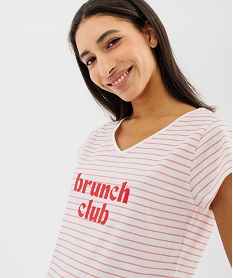 chemise de nuit imprimee a manches courtes femme blanc standard nuisettes chemises de nuitG574801_2