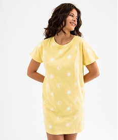 chemise de nuit a manches courtes imprimee femme jaune standard nuisettes chemises de nuitG575001_2