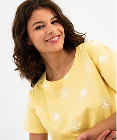 chemise de nuit a manches courtes imprimee femme jaune standard nuisettes chemises de nuitG575001_4