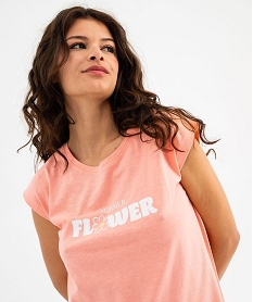 chemise de nuit sans manches imprimee femme rose standard nuisettes chemises de nuitG575201_2