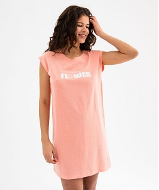 chemise de nuit sans manches imprimee femme rose standard nuisettes chemises de nuitG575201_4