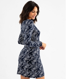 chemise de nuit a manches longues femme noir nuisettes chemises de nuitG575301_3