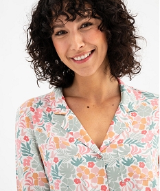 chemise de nuit femme imprimee forme liquette a manches 34 rose nuisettes chemises de nuitG575601_2
