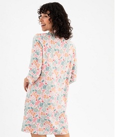 chemise de nuit femme imprimee forme liquette a manches 34 rose nuisettes chemises de nuitG575601_3