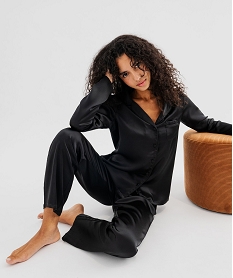 GEMO Pyjama 2 pièces en satin femme Noir